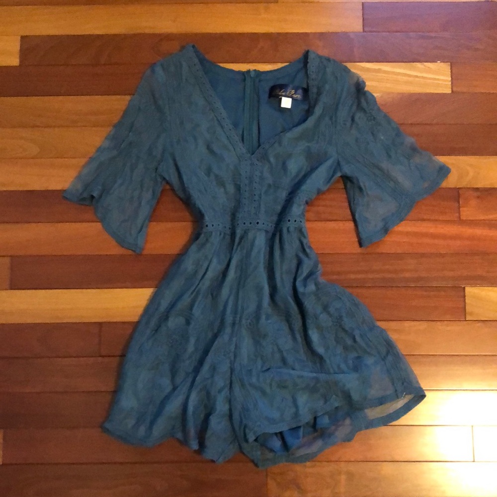 navy lace romper